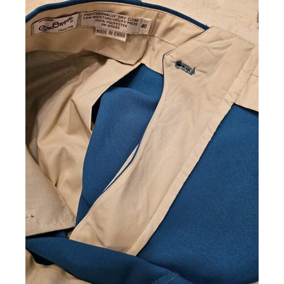 VTG 80s Mens‎ Teal Green Pleat Pants Retro 40x36 Gino Cappeli Designer Unhemmed - Picture 6 of 9